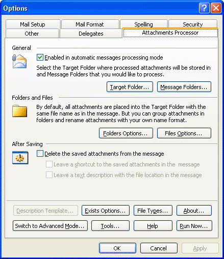 Attachments Processor for Outlook Screenshot
